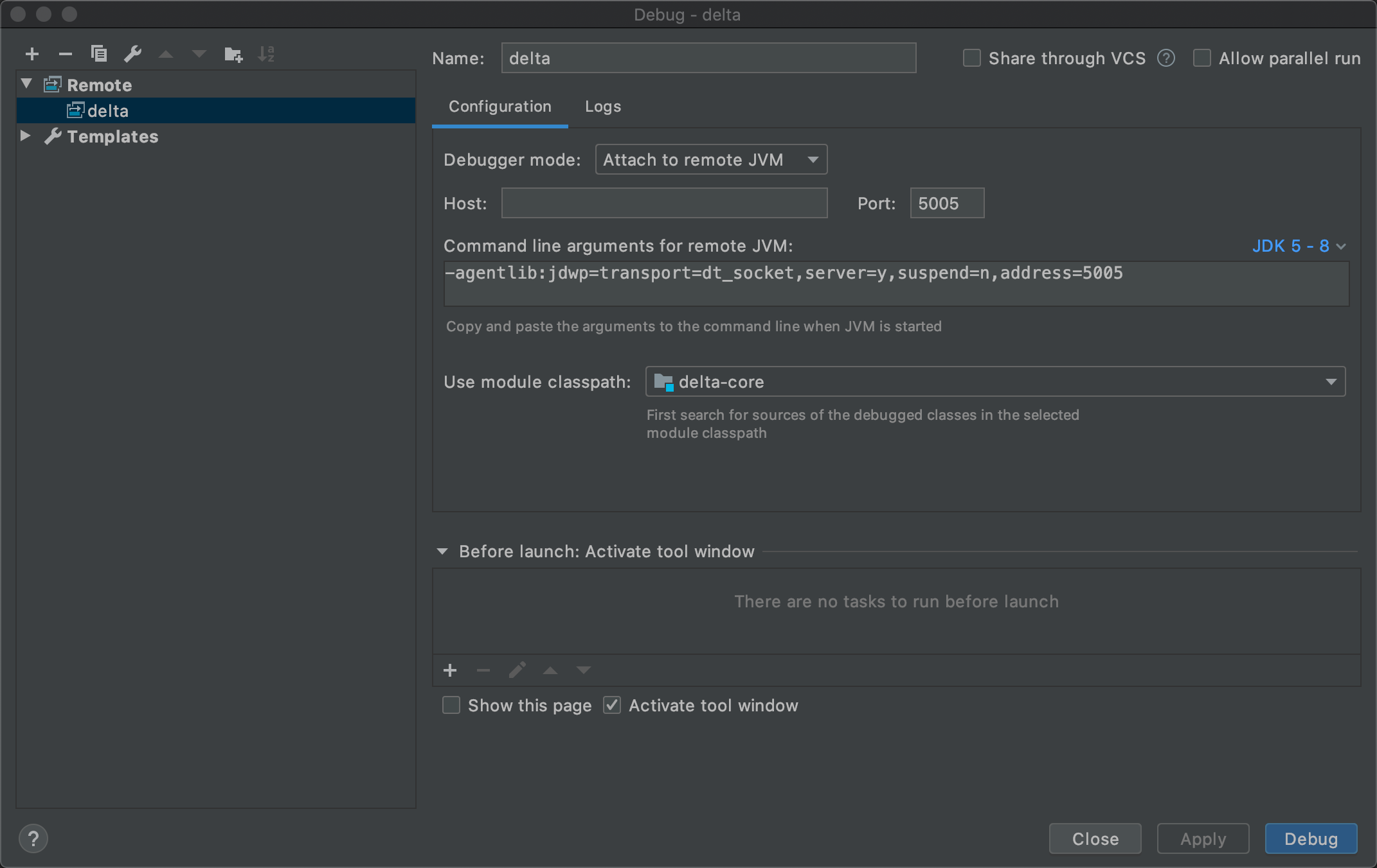 Remote JVM Configuration